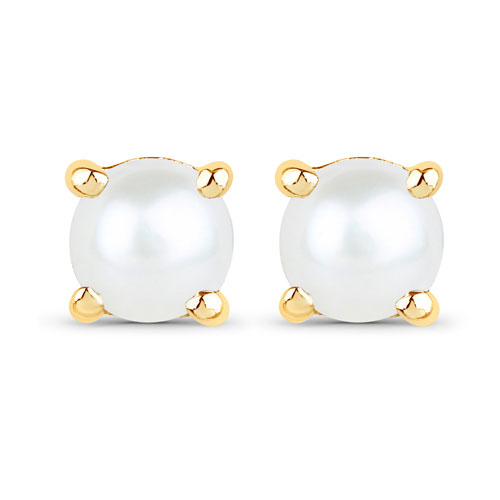 Earrings-1.60 Carat Genuine Pearl 10K Yellow Gold Earrings