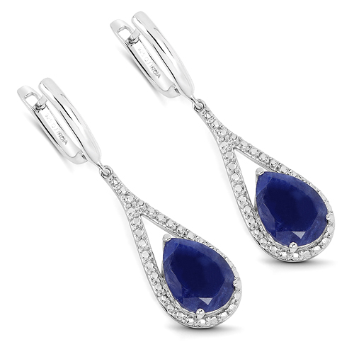 Earrings-4.59 Carat Genuine Blue Aventurine .925 Sterling Silver Earrings