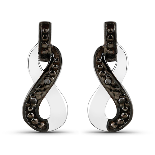 Earrings-0.02 Carat Genuine Black Diamond Brass Earrings