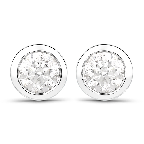 0.65 Carat Genuine White Diamond 14K White Gold Earrings