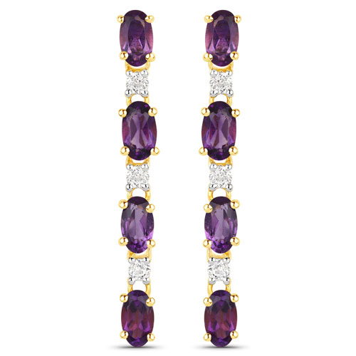 1.68 Carat Genuine Amethyst and White Topaz .925 Sterling Silver Earrings