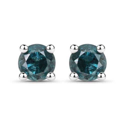 Earrings-0.23 Carat Genuine Blue Diamond 14K White Gold Earrings (I1-I2)