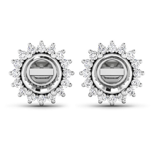 Earrings-0.32 Carat Genuine White Diamond 14K White Gold Semi Mount Earrings - holds 6.00mm Round Gemstones