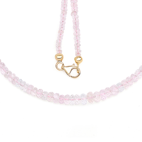 Necklaces-14K Yellow Gold Plated 60.00 Carat Genuine Morganite .925 Sterling Silver Necklace