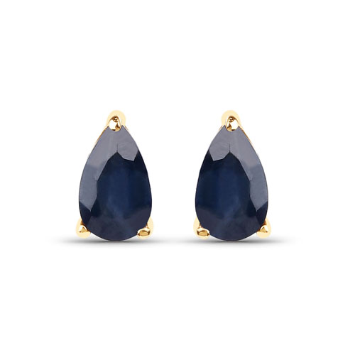 Earrings-0.50 Carat Genuine Blue Sapphire 10K Yellow Gold Earrings