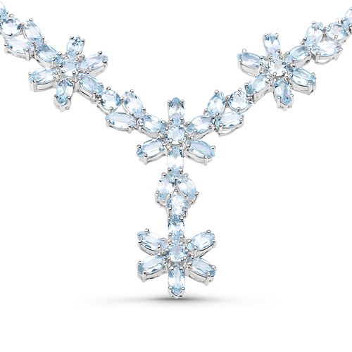 50.08 Carat Genuine Blue Topaz .925 Sterling Silver Necklace