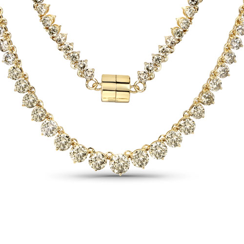 Diamond-10.45 Carat Genuine TTLB Diamond 14K Yellow Gold Necklace