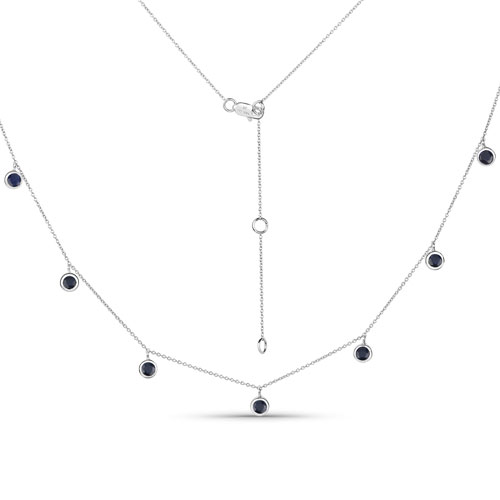 Sapphire-1.08 Carat Genuine Blue Sapphire 14K White Gold Necklace