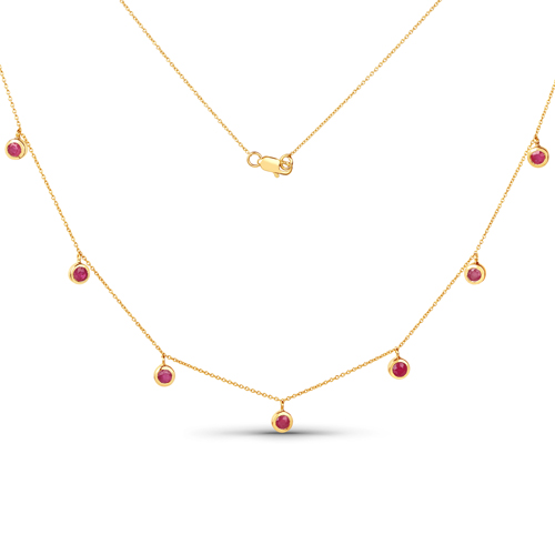 Ruby-1.17 Carat Genuine Ruby 10K Yellow Gold Necklace
