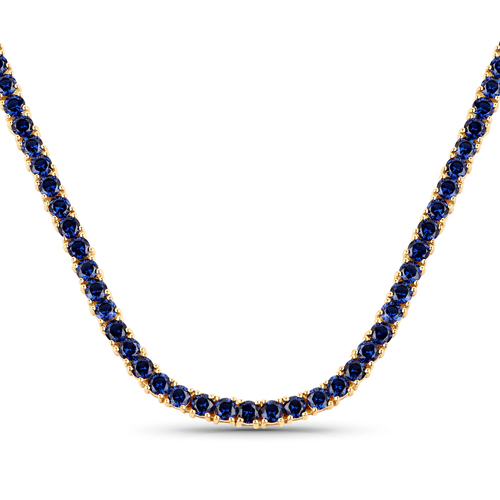 Sapphire-11.65 Carat Created Blue Sapphire .925 Sterling Silver Necklace