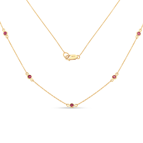 Ruby-0.52 Carat Genuine Ruby 14K Yellow Gold Necklace