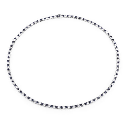 Sapphire-17.14 Carat Genuine Blue Sapphire and White Topaz .925 Sterling Silver Necklace