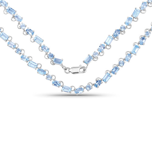 18.18 Carat Genuine Blue Topaz .925 Sterling Silver Necklace