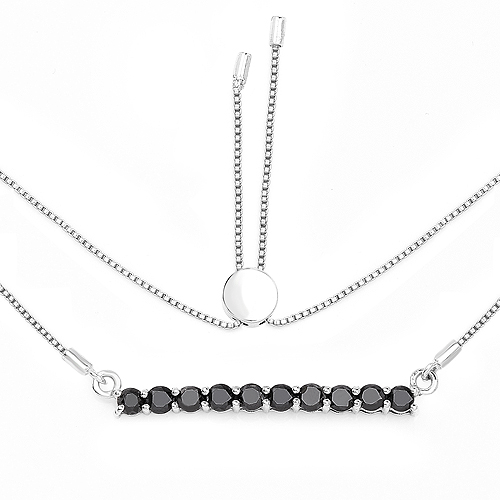 Diamond-1.47 Carat Genuine Black Diamond .925 Sterling Silver Necklace