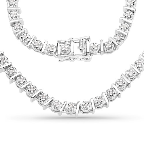 1.28 Carat Genuine White Diamond .925 Sterling Silver Necklace
