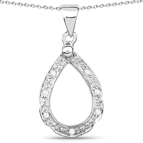 Diamond-0.06 Carat Genuine White Diamond .925 Sterling Silver Pendant