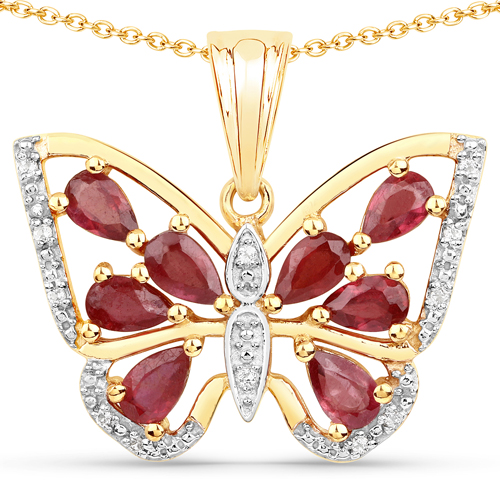 2.05 Carat Glass Filled Ruby and White Topaz .925 Sterling Silver Pendant