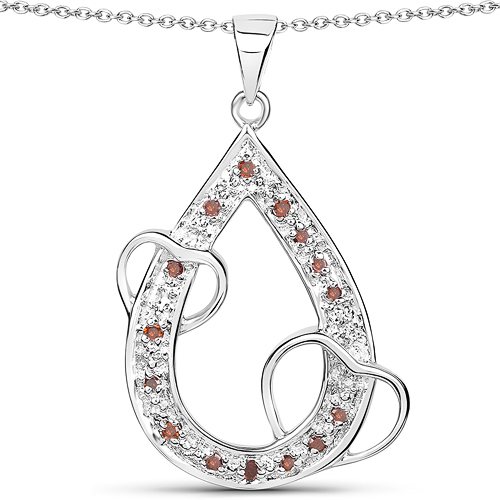 Diamond-0.18 Carat Genuine Red Diamond .925 Sterling Silver Pendant
