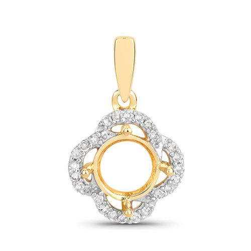 Diamond-0.09 Carat Genuine White Diamond 14K Yellow Gold Pendant