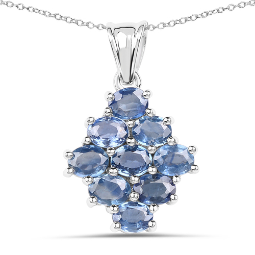 Sapphire-1.98 Carat Genuine Blue Sapphire .925 Sterling Silver Pendant