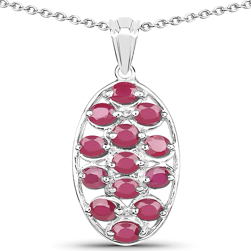 Ruby-2.86 Carat Glass Filled Ruby .925 Sterling Silver Pendant