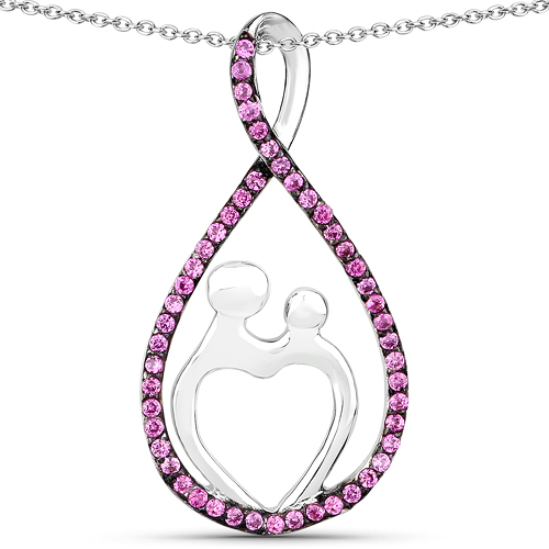 Ruby-0.50 Carat Created Ruby .925 Sterling Silver Pendant