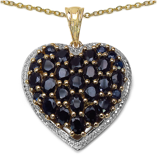 Sapphire-14K Yellow Gold Plated 5.48 Carat Genuine Sapphire .925 Sterling Silver Pendant