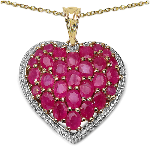 Ruby-14K Yellow Gold Plated 5.48 Carat Genuine Ruby .925 Sterling Silver Pendant