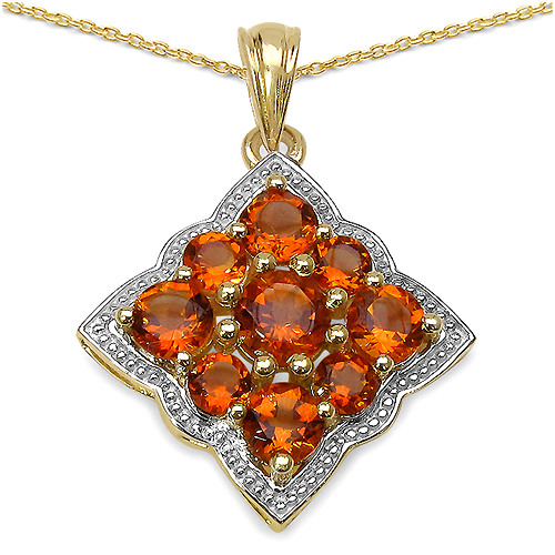 Citrine-14K Yellow Gold Plated 3.90 Carat Genuine Citrine .925 Sterling Silver Pendant