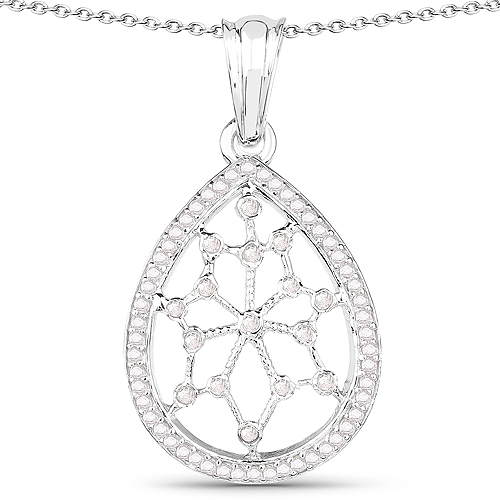 Diamond-0.45 Carat Genuine White Diamond .925 Sterling Silver Pendant