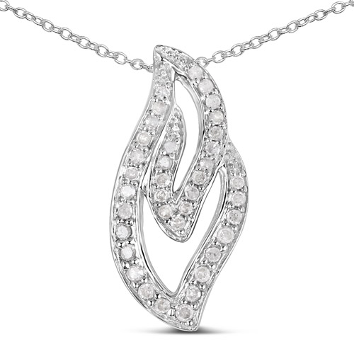 Diamond-0.22 Carat Genuine White Diamond .925 Sterling Silver Pendant