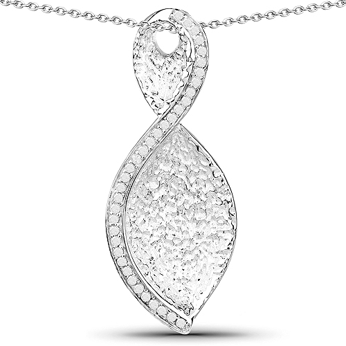 Diamond-0.32 Carat Genuine White Diamond .925 Sterling Silver Pendant