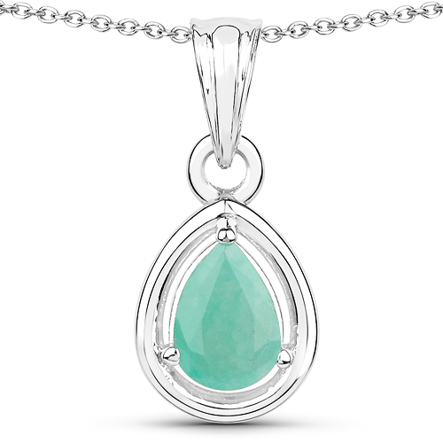 0.62 Carat Genuine Emerald .925 Sterling Silver Pendant