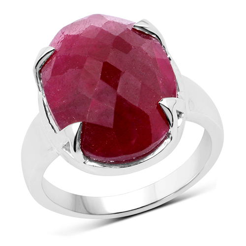 Ruby-13.50 Carat Dyed Ruby .925 Sterling Silver Ring