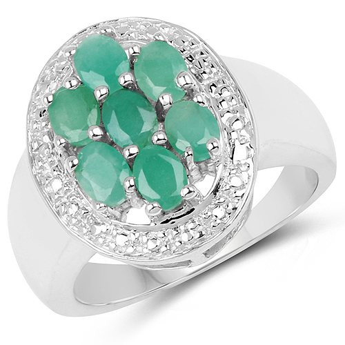 Emerald-0.98 Carat Genuine Emerald .925 Sterling Silver Ring