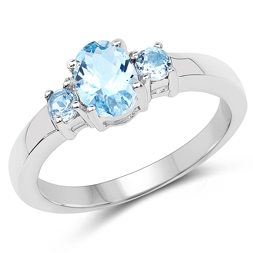 Rings-1.19 Carat Genuine Blue Topaz .925 Sterling Silver Ring