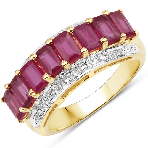 Ruby-3.26 Carat Glass Filled Ruby and White Topaz .925 Sterling Silver Ring