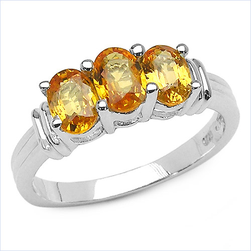 Sapphire-1.44 Carat Genuine Yellow Sapphire .925 Sterling Silver Ring