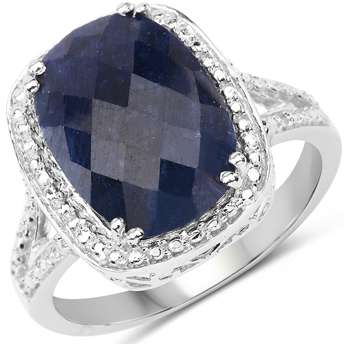 Sapphire-8.35 Carat Dyed Sapphire .925 Sterling Silver Ring