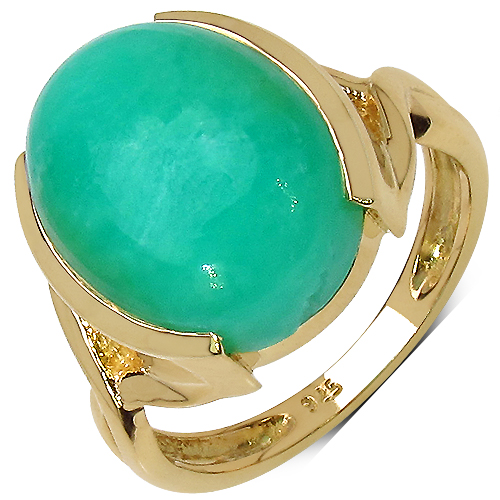 Rings-14K Yellow Gold Plated 7.80 Carat Genuine Crysopharse .925 Sterling Silver Ring