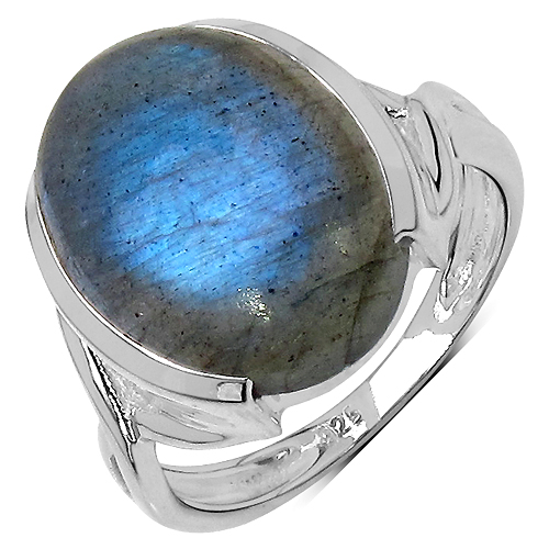 Rings-10.80 Carat Genuine Labradorite .925 Sterling Silver Ring