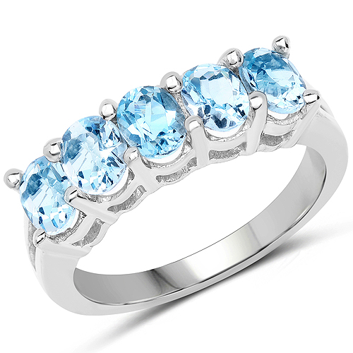 Rings-1.80 Carat Genuine Blue Topaz .925 Sterling Silver Ring