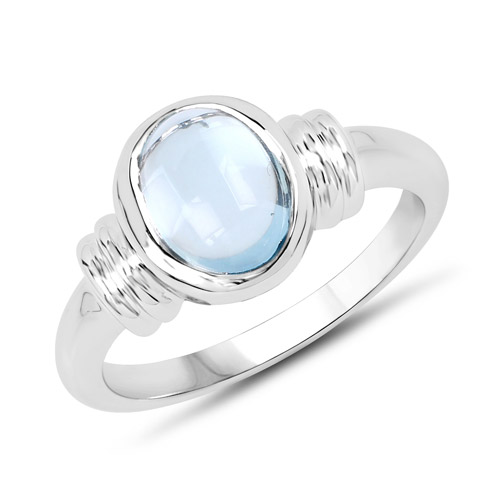 Rings-3.10 Carat Genuine Blue Topaz .925 Sterling Silver Ring