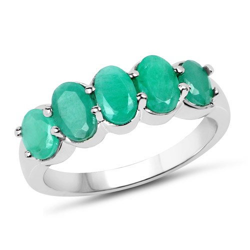 Emerald-1.78 Carat Genuine Emerald .925 Sterling Silver Ring
