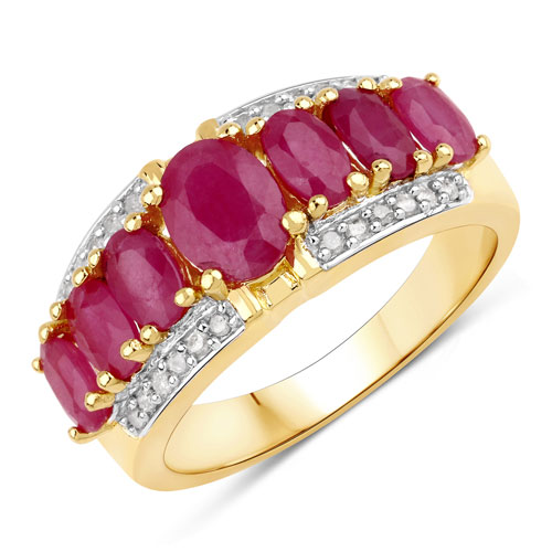 Ruby-2.60 Carat Genuine Johnson Ruby and White Diamond .925 Sterling Silver Ring