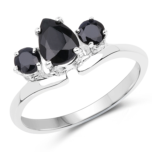 Sapphire-1.23 Carat Genuine Black Sapphire .925 Sterling Silver Ring