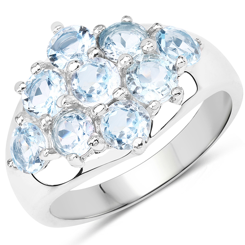 Rings-2.88 Carat Genuine Blue Topaz .925 Sterling Silver Ring