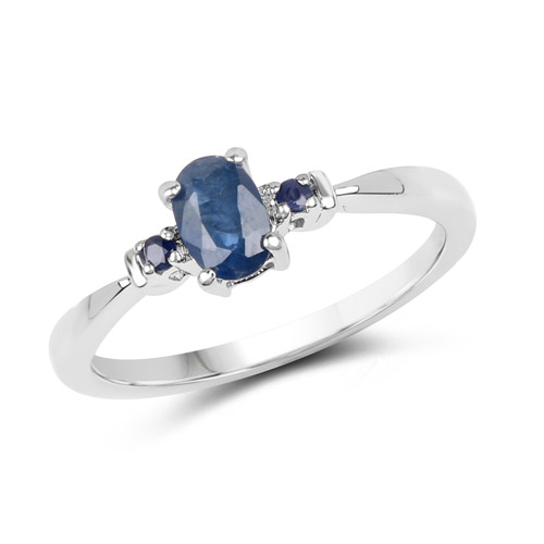 Sapphire-0.57 Carat Genuine Blue Sapphire .925 Sterling Silver Ring