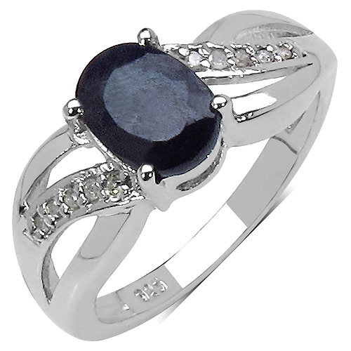 Sapphire-1.66 Carat Genuine Black Sapphite .925 Sterling Silver Ring