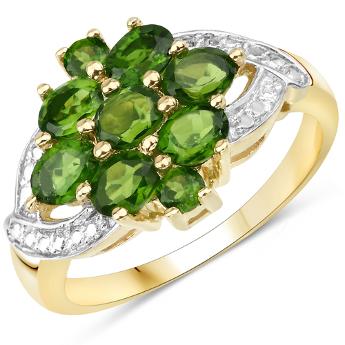 Rings-1.26 Carat Genuine Chrome Diopside .925 Sterling Silver Ring